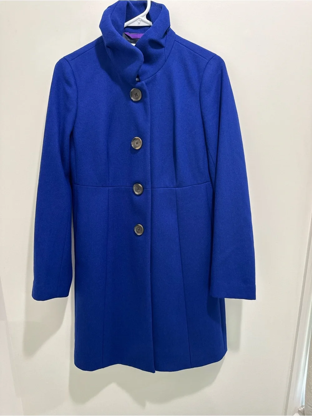 J.Crew City Coat Wool Blend Cobalt Blue Stand Collar Coat Size 2